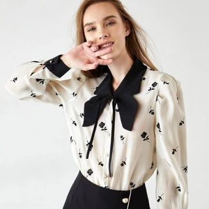 NWT J.ing Mariela White Bow Blouse S